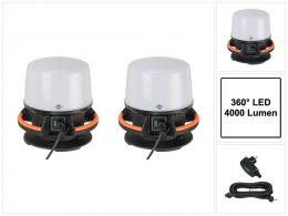 Brennenstuhl professionalLINE Set 2x Hybrid ORUM LED Strahler 360° 50 W ( 2x 9171400401 ) 4000 lm IP 65 Akku und Netzbetrieb