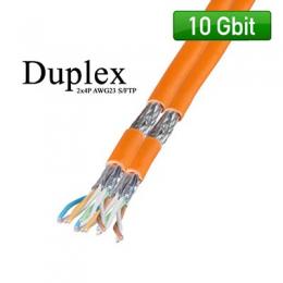 Communik - 10Gbit Verlegekabel Duplex Cat.7, 1000MHz, AWG23 S/FTP 2x4P FRNC-B orange, 100 Meter
