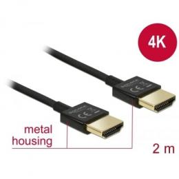Delock Kabel High Speed HDMI mit Ethernet 4K, 2m, Slim High Quality