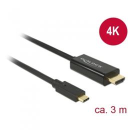 Delock USB Typ-C Stecker < HDMI Stecker (DP Alt Mode) 4K 30Hz, 3m, schwarz
