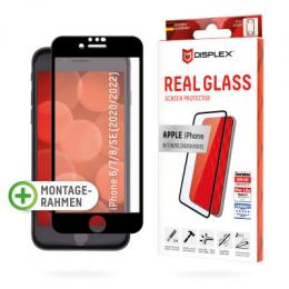 DISPLEX Full Cover Panzerglas (10H) für Apple iPhone 6/7/8/SE (2020/2022), Eco-Montagerahmen, volle Displayabdeckung, Tempered Glas, kratzer-resistent