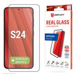 DISPLEX Full Cover Panzerglas (10H) für Samsung Galaxy S24 Eco-Montagerahmen, volle Displayabdeckung, Tempered Glas, kratzer-resistente Schutzfolie, h
