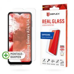 DISPLEX Panzerglas 2D/ Clear (10H) für Samsung Galaxy A14 5G Eco-Montagerahmen, Tempered Glas, kratzer-resistente Schutzfolie, hüllenfreundlich