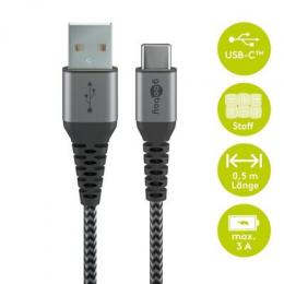 Goobay USB-C auf USB-A mit Metallsteckern, grau, 0,5m