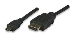 HDMI Kabel High Speed with Ethernet mit Micro D Schwarz 1m
