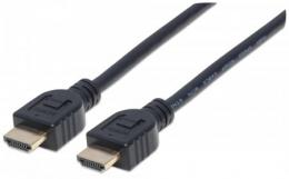 High Speed HDMI-Kabel mit Ethernet-Kanal, CL3-zertifiziert fr Wandinstallationen MANHATTAN HEC, ARC, 3D, 4K@60Hz, CL3, HDMI-Stecker auf HDMI-Stecker, geschirmt, schwarz, 3 m