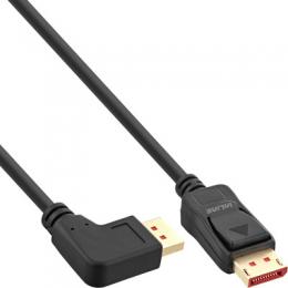 InLine DisplayPort 1.4 Kabel, 8K4K, links gewinkelt, schwarz/gold, 3m