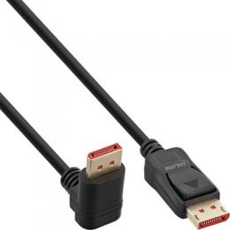 InLine DisplayPort 1.4 Kabel, 8K4K, nach unten gewinkelt, schwarz/gold, 1m