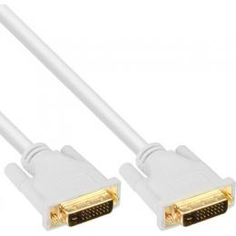 InLine DVI-D Kabel, digital 24+1 Stecker / Stecker, Dual Link, wei / gold, 3m