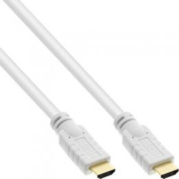 InLine HDMI Kabel, HDMI-High Speed mit Ethernet, Premium, 4K2K, Stecker / Stecker, wei / gold, 10m