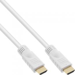 InLine HDMI Kabel, HDMI-High Speed mit Ethernet, Premium, Stecker / Stecker, wei / gold, 5m