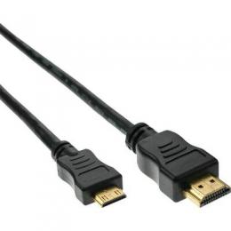 InLine HDMI Mini Kabel, High Speed HDMI Cable, Stecker A auf C, verg. Kontakte, schwarz, 1,5m