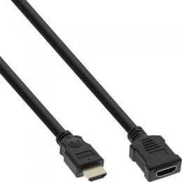 InLine HDMI Verlngerung, HDMI-High Speed, Stecker / Buchse, schwarz, vergoldete Kontakte, 1m