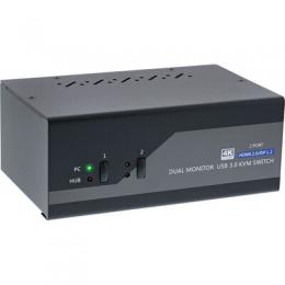 InLine KVM Desktop Switch, 2-fach, Dual Monitor, Displayport 1.2 + HDMI 2.0, 4K, USB 3.0, Audio