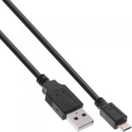 InLine Micro-USB 2.0 Kabel, Schnellladekabel, USB-A Stecker an Micro-B Stecker, schwarz, 1,5m