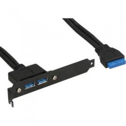 InLine Slotblech USB 3.0, 2x USB Buchse auf intern Mainboardanschluss 0,5m