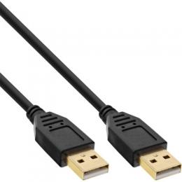 InLine USB 2.0 Kabel, A an A, schwarz, Kontakte gold, 2m