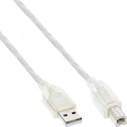 InLine USB 2.0 Kabel, A an B, transparent, 10m