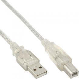 InLine USB 2.0 Kabel, A an B, transparent, 2m