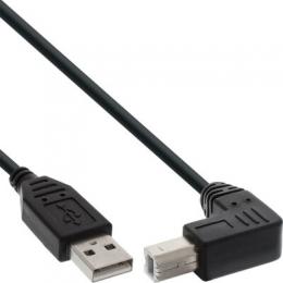 InLine USB 2.0 Kabel, A an B unten abgewinkelt, schwarz, 5m