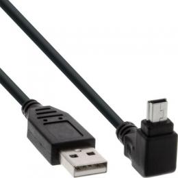 InLine USB 2.0 Mini-Kabel, Stecker A an Mini-B Stecker (5pol.) oben abgewinkelt 90, schwarz, 1,5m