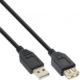 InLine USB 2.0 Verlngerung, Stecker / Buchse, Typ A, schwarz, Kontakte gold, 1,5m