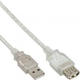 InLine USB 2.0 Verlngerung, Stecker / Buchse, Typ A, transparent, 1,8m