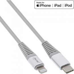 InLine USB-C Lightning Kabel, fr iPad, iPhone, iPod, silber/Alu, 2m MFi-zertifiziert