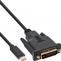 InLine USB Display Kabel, USB Typ-C Stecker zu DVI Stecker (DP Alt Mode), schwarz, 3m