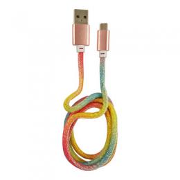 LC-Power LC-C-USB-MICRO-1M-3 USB A zu Micro-USB Kabel, Regenbogen-Glitzer, 1m