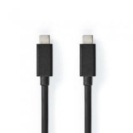 Nedis 1m USB-Kabel USB 3.2 Gen 2x2 | 100 W | 4K@60Hz | 20 Gbps | Vernickelt | Rund | PVC | Schwarz | Umschlag