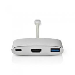 Nedis USB-Adapter | USB 3.2 Gen 1 | USB-C™ Stecker | HDMI™ / USB-A Buchse / USB-C™ Buchse | 5 Gbps | 0.20 m | rund | Vergoldet | Geflochten / Nylon |