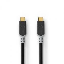 Nedis USB-Kabel | USB 3.2 Gen 2x2 | USB-C™ Stecker | USB-C™ Stecker | 4K@60Hz | 20 Gbps | Vergoldet | 1.00 m | rund | PVC | Anthrazit | Verpackung mit