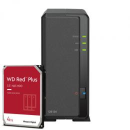 Synology DiskStation DS124 4TB WD Red Plus NAS-Bundle NAS inkl. 1x 4TB WD Red Plus 3.5 Zoll SATA Festplatte