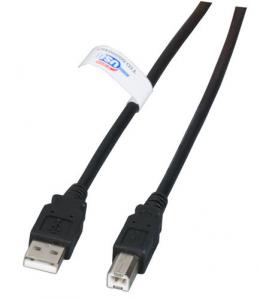 USB2.0 Anschlusskabel A-B, St.-St., 5,0m, schwarz, LSZH