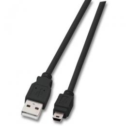 USB2.0 Anschlusskabel A - Mini B (5polig), St.-St., 1,0m, grau, Classic