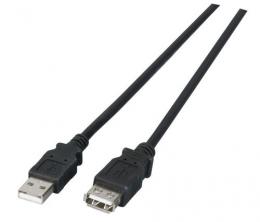 USB2.0 Verlngerungskabel A-A, St.-Bu., 0,5m, schwarz, LSZH