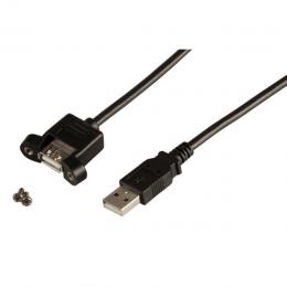 USB2.0 Verlngerungskabel A-A ,St.-Einbaubuchse 0,5m schwarz, Classic