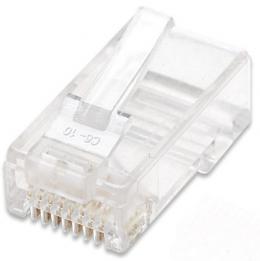 100er-Pack Cat5e RJ45-Modularstecker INTELLINET UTP, 3-Punkt-Aderkontaktierung, fr Massivdraht, 100 Stecker pro Becher