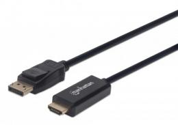 1080p DisplayPort auf HDMI-Kabel MANHATTAN DisplayPort-Stecker auf HDMI-Stecker, 1,8 m, schwarz