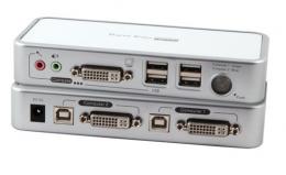 4-Port KVM Switch USB-DVI-D/A- Audio-USB2.0Hub incl. Kabelset