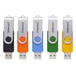 5er-Pack Intenso Basic Line Typ-A USB-Stick 64GB Swivel, bis zu 28 MB/s, USB 2.0