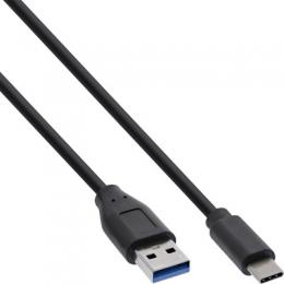 70er Bulk-Pack InLine USB 3.2 Kabel, USB Typ-C an A Stecker, schwarz, 1m