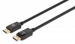 8K@60Hz DisplayPort 1.4 Kabel MANHATTAN DisplayPort-Stecker auf DisplayPort-Stecker, 1 m, untersttzt 4K@144Hz, HDR, vergoldete Kontakte, Rastnase und geflochtene Ummantelung, schwarz