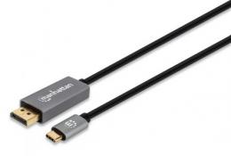 8K@60Hz USB-C auf DisplayPort 1.4 Adapterkabel MANHATTAN USB-C-Stecker auf DisplayPort-Stecker, 3 m, untersttzt 4K@120Hz, vergoldete Kontakte, schwarz