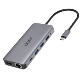 Acer 12in1 USB-Type C Multiport-Hub 2 x USB3.2, 2 x USB2.0, 1x SD/TF, 2 x HDMI, 1 x PD, 1 x DP, 1 x RJ45, 1 x 3.5 Audio