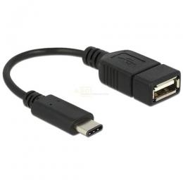 Adapterkabel USB Type-C 2.0 Stecker > USB 2.0 Typ A Buchse   Blister    15 cm schwarz
