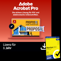 Adobe Acrobat Pro |1 Jahr | PC/Mac inkl. Norton 360 Deluxe | 12 Monate | 5 Geräte