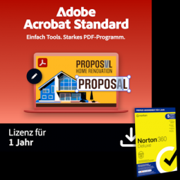 Adobe Acrobat Standard | 1 Jahr | Win/Mac inkl. Norton 360 Deluxe | 12 Monate | 5 Geräte