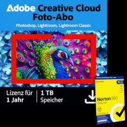 Adobe Creative Cloud Foto-Abo | 1 Jahr | 1TB | PC/Mac inkl. Norton 360 Deluxe | 12 Monate | 5 Geräte